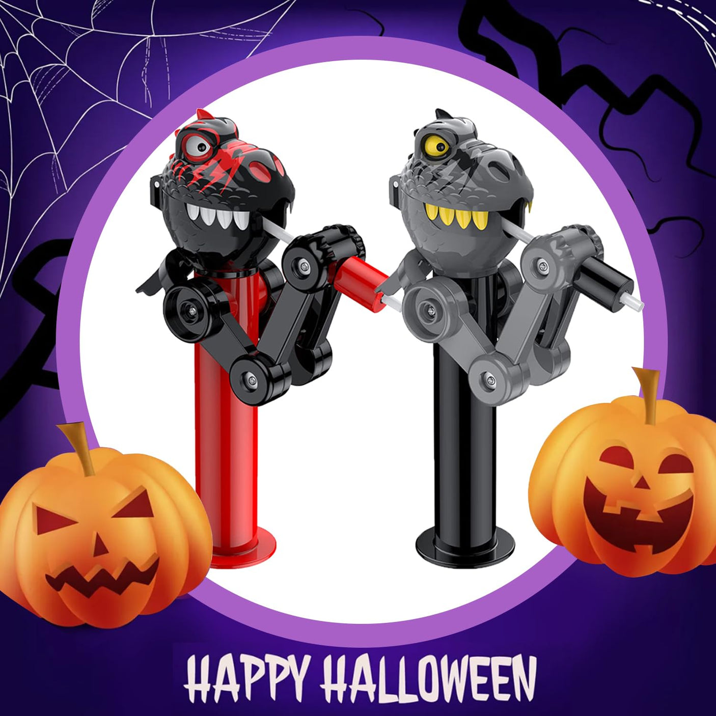 2Pcs Lollipop Case, Christmas Lollipop Robot Holder, Creative Lollipop Robot Toys Creative Design Eat Lollipop, Lollipop Holder Robot Gift, Easter Fun Gift for Kid Over 3 Year(No Lollipop)