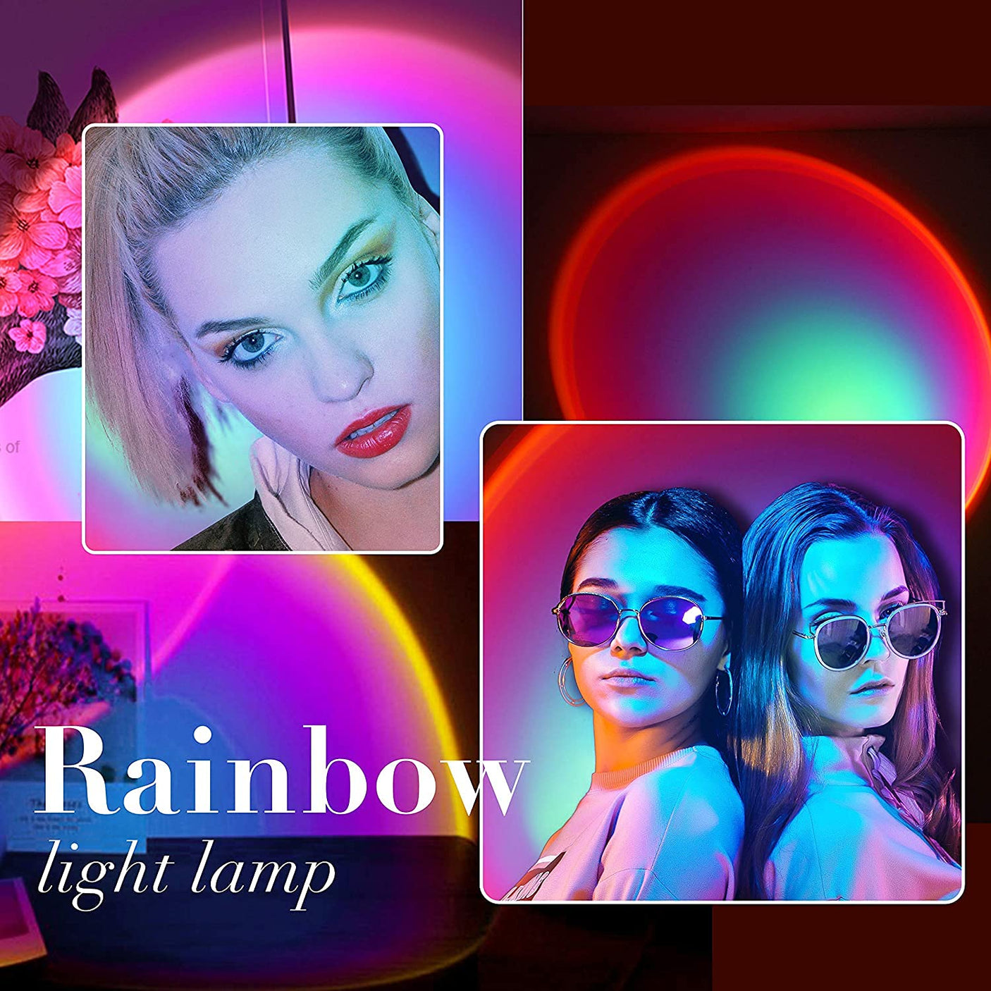 YouOKLight Sunset Lamp, Sunset Projector Lamp 10W LED Sunset Light Night Light 180 Degree Rotation Romantic Rainbow Light USB Charging for Bedroom Party Home Decor, Rainbow…
