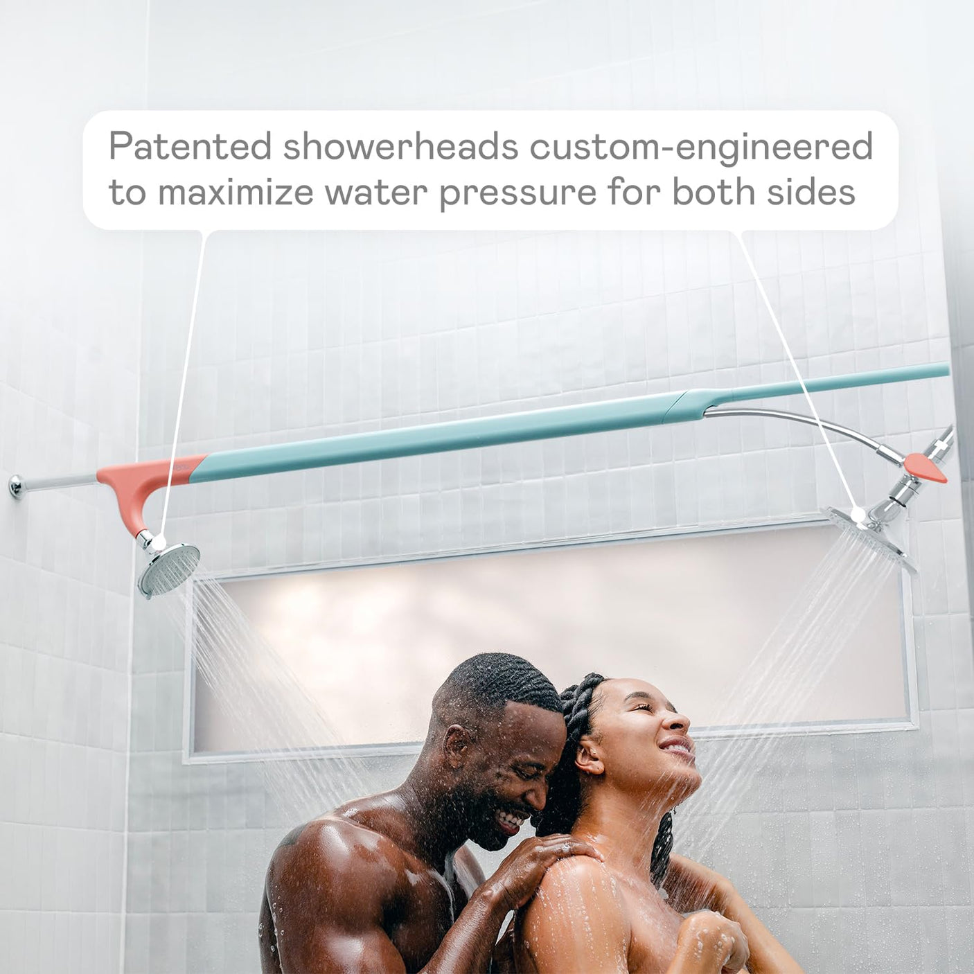 BOONA - The Original Tandem Shower | As Seen On Shark Tank | Double Shower Head for Couples, High Pressure Dual Shower Heads (One Showerhead, Midnight Black)
