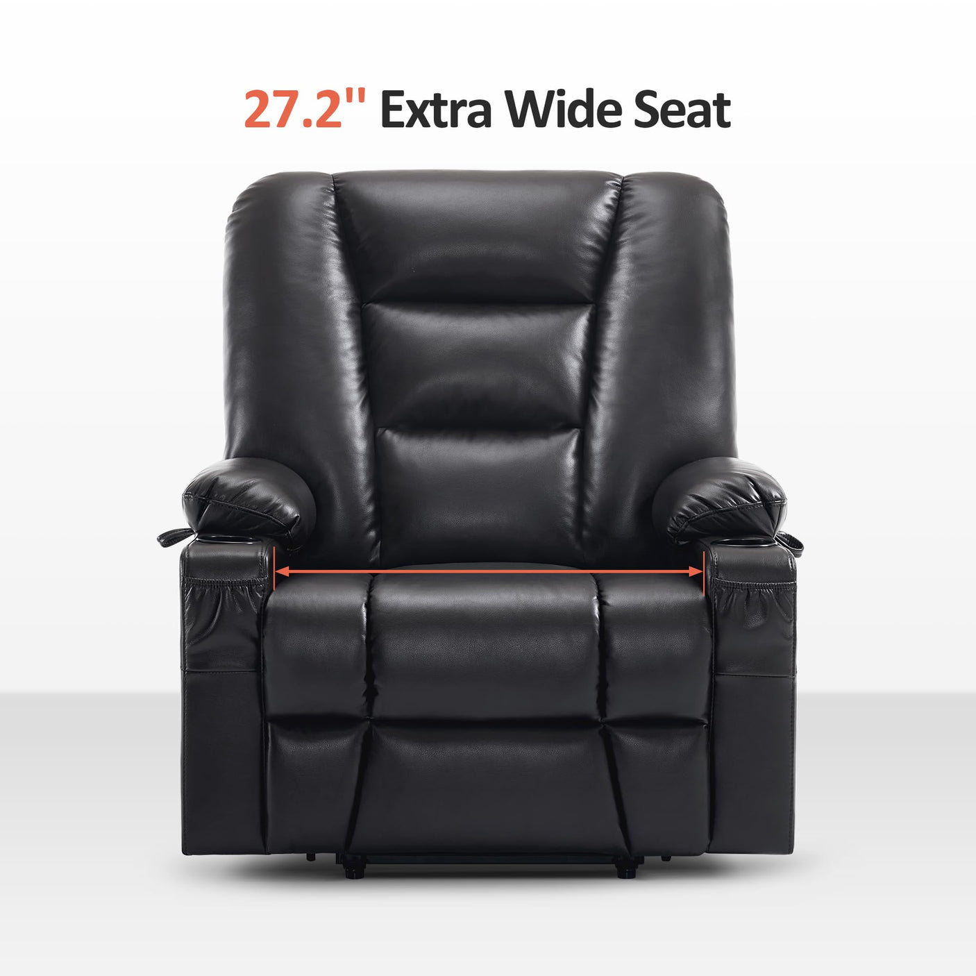 MCombo Power Lift Recliner Chair for Elderly, Lift Chair with Heat and Massage, USB Ports, Cup Holders, Faux Leather 7519 (Medium, Dark Brown)