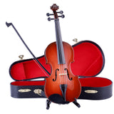 Wooden Miniature Violin with Stand, Bow and Case Mini Musical Instrument Violin Replica Collectible Figurines Dollhouse Accessories Model Home Decoration Display Ornament (3.15"x1.18"x0.59")