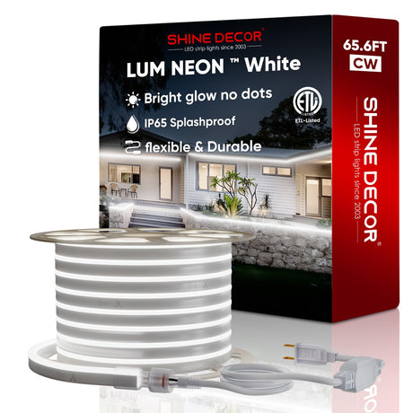 Shine Decor LED RGB Neon Rope Lights AC 120V, Expandable & Cuttable Bright Strip Lighting with Remote, Dimmable Color Changing, ETL Cold-Resistant & IP65 Waterproof for in&Outdoor, 10x20mm, 131.2FT