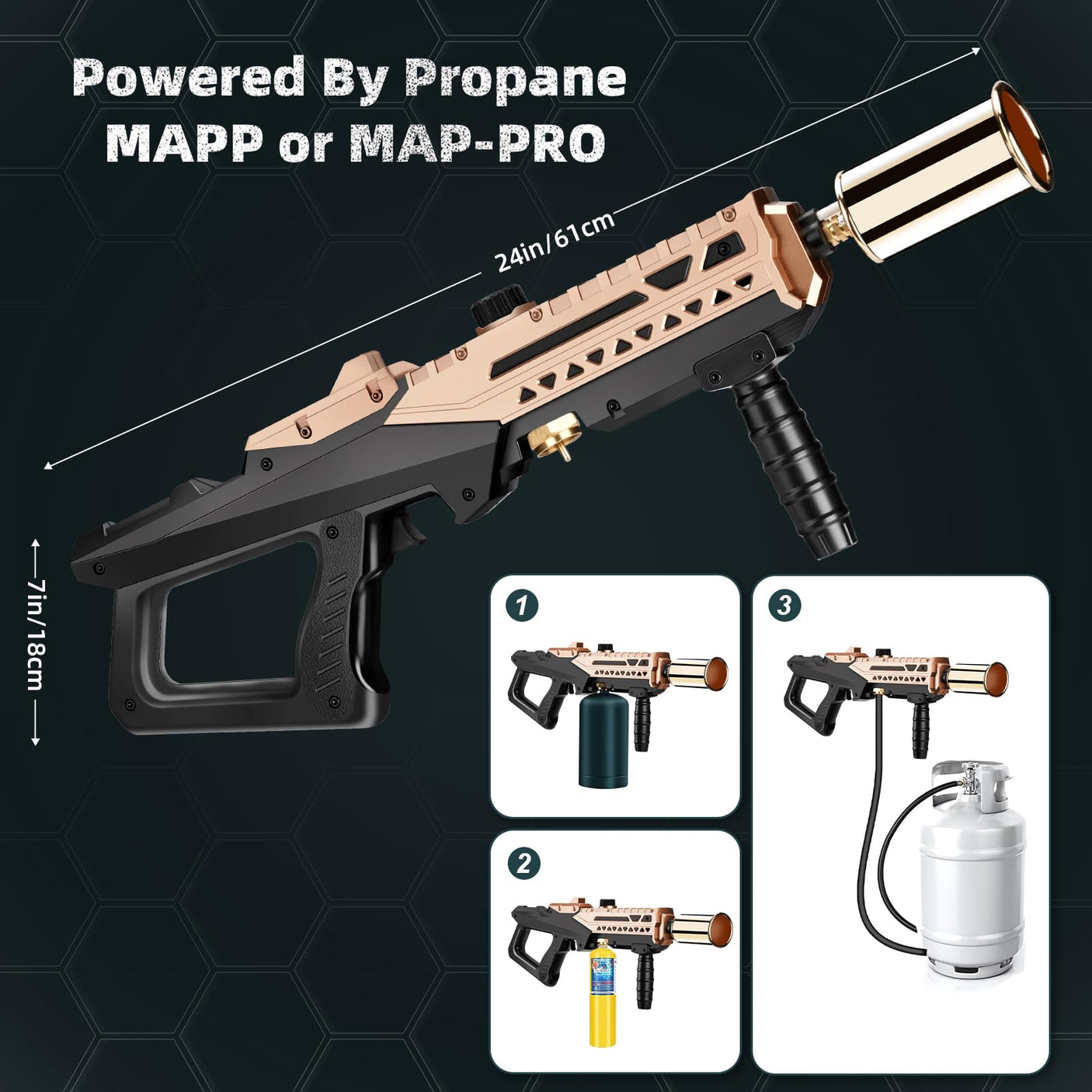 Powerful Grill Torch Gun | Propane Torch Gun, Adjustable Flamethrower | Blowtorch for BBQ, Camping, Charcoal Lighter & Fire Starter, 800,000BTU