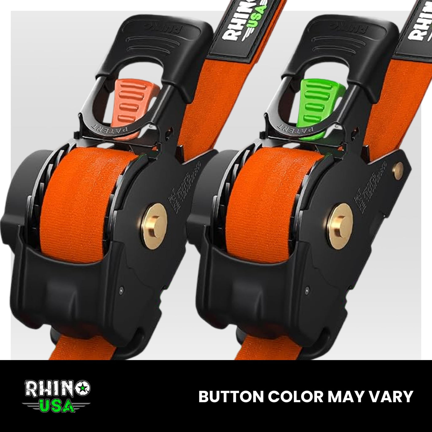 Rhino USA Retractable Ratchet Straps (4-Pack) - 1 Inch x 10 Feet (1,209lb Break Strength) - Heavy Duty Auto Self Retracting Tie Down Straps for Truck, Cargo Trailer, Motorcycle, Rad & More - Green