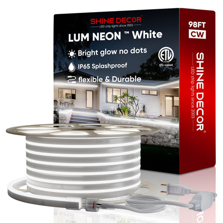 Shine Decor LED RGB Neon Rope Lights AC 120V, Expandable & Cuttable Bright Strip Lighting with Remote, Dimmable Color Changing, ETL Cold-Resistant & IP65 Waterproof for in&Outdoor, 10x20mm, 131.2FT