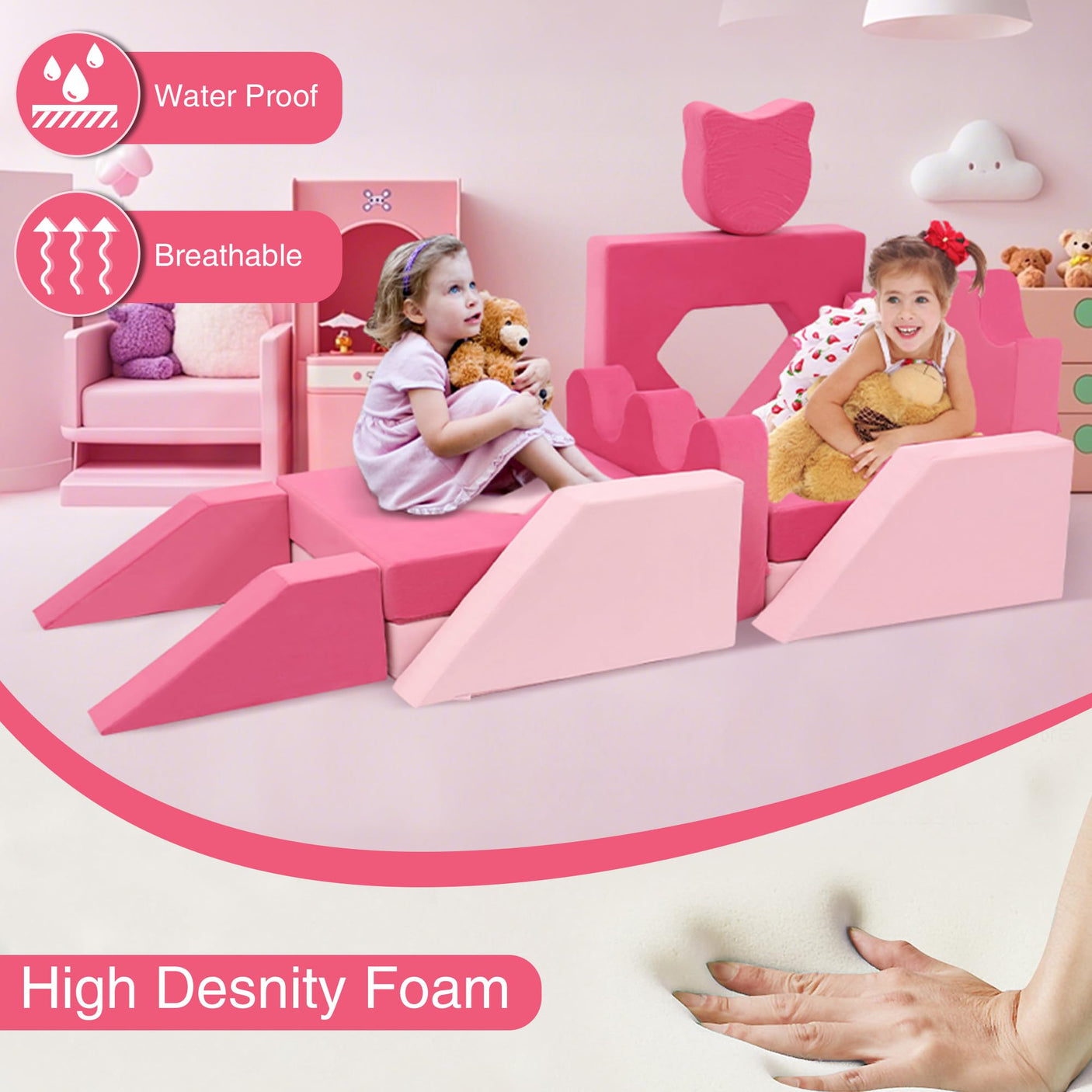 22Pcs Modular Kids Play Couch - Kids Couch for Playroom Bedroom Living Rooms Toddler Sofa for Inspiring Child Creativity，Children Convertible Foam Sofa
