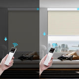 Motorized Smart Blind for Window with Remote Control, Automatic Blackout Roller Shade Customizable Size,with Valance Child Safety Rechargeable Battery Blinds (Full Blackout Black)