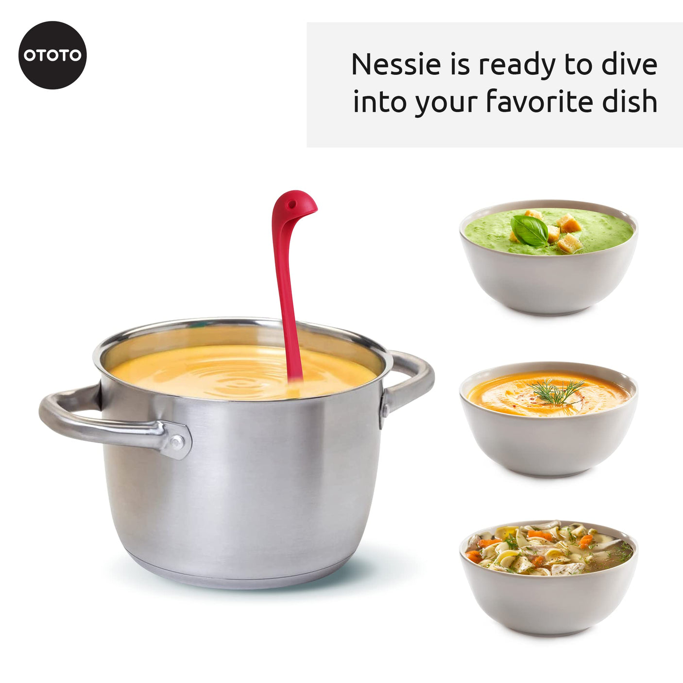 OTOTO The Original Nessie Ladle - Soup Ladle, Cute Gifts, Funny Kitchen Gadgets, Loch Ness design, Cooking Gifts for Mom - Cute and Practical Kitchen Utensils - Unique Gifts for Women