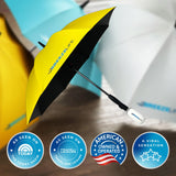 Original Mister Breeze, Sun Umbrella with Fan and Mister, Umbrella Mister with Built-in Fan for Festivals, Beach and More, Blocks Harmful Sun Rays, Mist bottle included, Silver