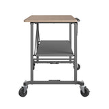 COSCO SmartFold Butcher Block Portable Workbench / Folding Utility Table (Hardwood Top, 700LB Total Weight Capacity, Locking Casters, Gray Steel Frame, 1 Pack)