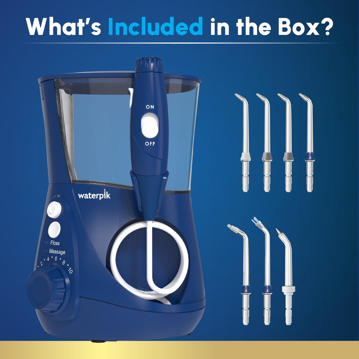Waterpik Aquarius Water Flosser Professional For Teeth, Gums, Braces, Dental Care, Electric Power With 10 Settings, 7 Tips For Multiple Users And Needs, ADA Accepted, White WP-660, Packaging May Vary