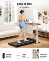 THERUN Walking Pad Treadmill Under Desk, Portable Mini Treadmill for Home/Office, Walking Pad Machine with 2.5HP and 265 lbs Weight Capacity Remote Control LED Display