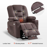 MCombo Power Lift Recliner Chair for Elderly, Lift Chair with Heat and Massage, USB Ports, Cup Holders, Faux Leather 7519 (Medium, Dark Brown)