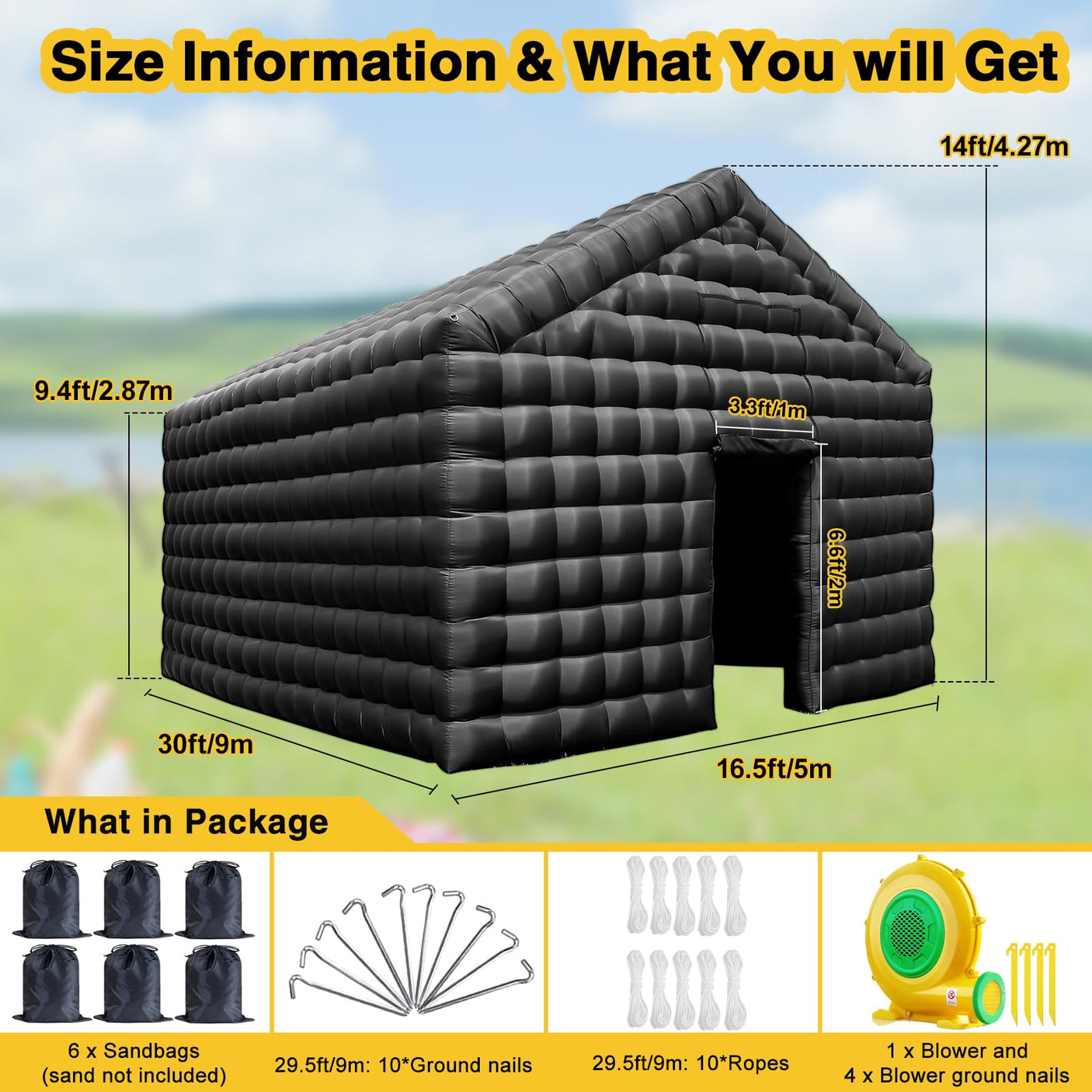 CZGBRO Inflatable Nightclub, 20x16.5x14FT Disco Air Cube Tent, Inflatable Night Club Square Gazebo Event Room Tent House for Event Exhibition Wedding Business/Private Use(White)