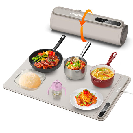 Electric Warming Tray - Full Surface Heating,Rollable & Portable,Premium Silicone Nano-Material,3 Temperature Settings,Auto Shut-Off -Versatile Food Warmer for Gatherings,Parties,Everyday Use