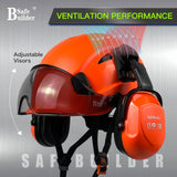 Industrial Safety Helmet with Visor Ear Muffs Hard Hat with Visor Vented Hardhats Construction Work Head Protection ANSI