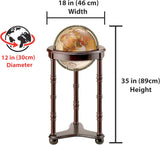 Replogle Lancaster—Bronze Metallic, Dark Cherry Wood Finish, Floor Model Globe, Perfect for Anyone Looking for a Elegant Floor Standing Globe That Fits Small Spaces (12"/30 cm diameter)