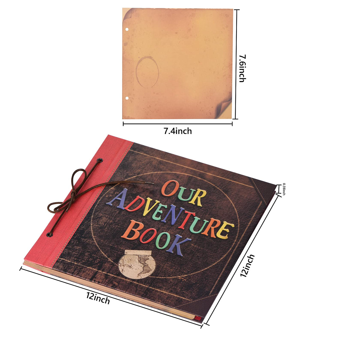 Scrapbook Photo Album,Our Adventure Book, Embossed Words Hard Cover Movie Up Travel Scrapbook for Anniversary, Wedding, Travelling, Baby Shower, etc (Adventure Book)
