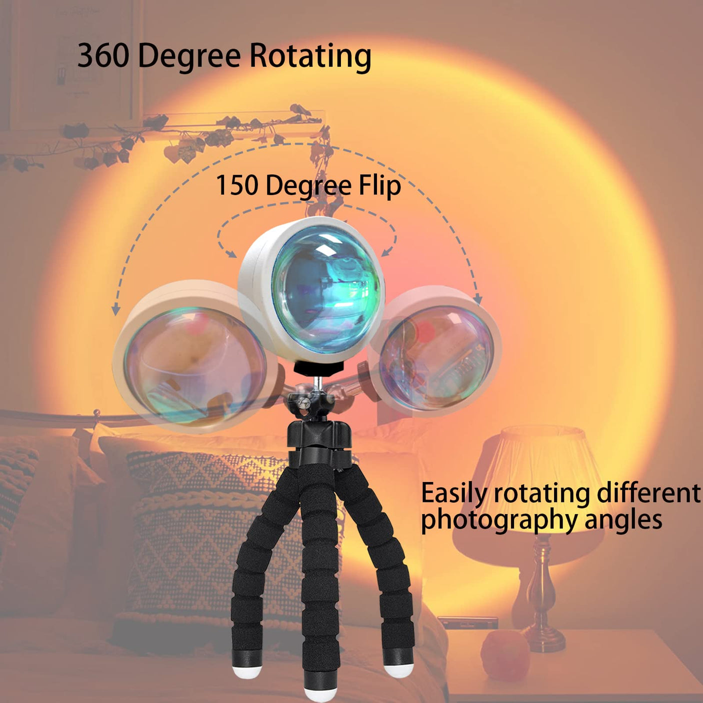 YouOKLight Sunset Lamp, Sunset Projector Lamp 10W LED Sunset Light Night Light 180 Degree Rotation Romantic Rainbow Light USB Charging for Bedroom Party Home Decor, Rainbow…