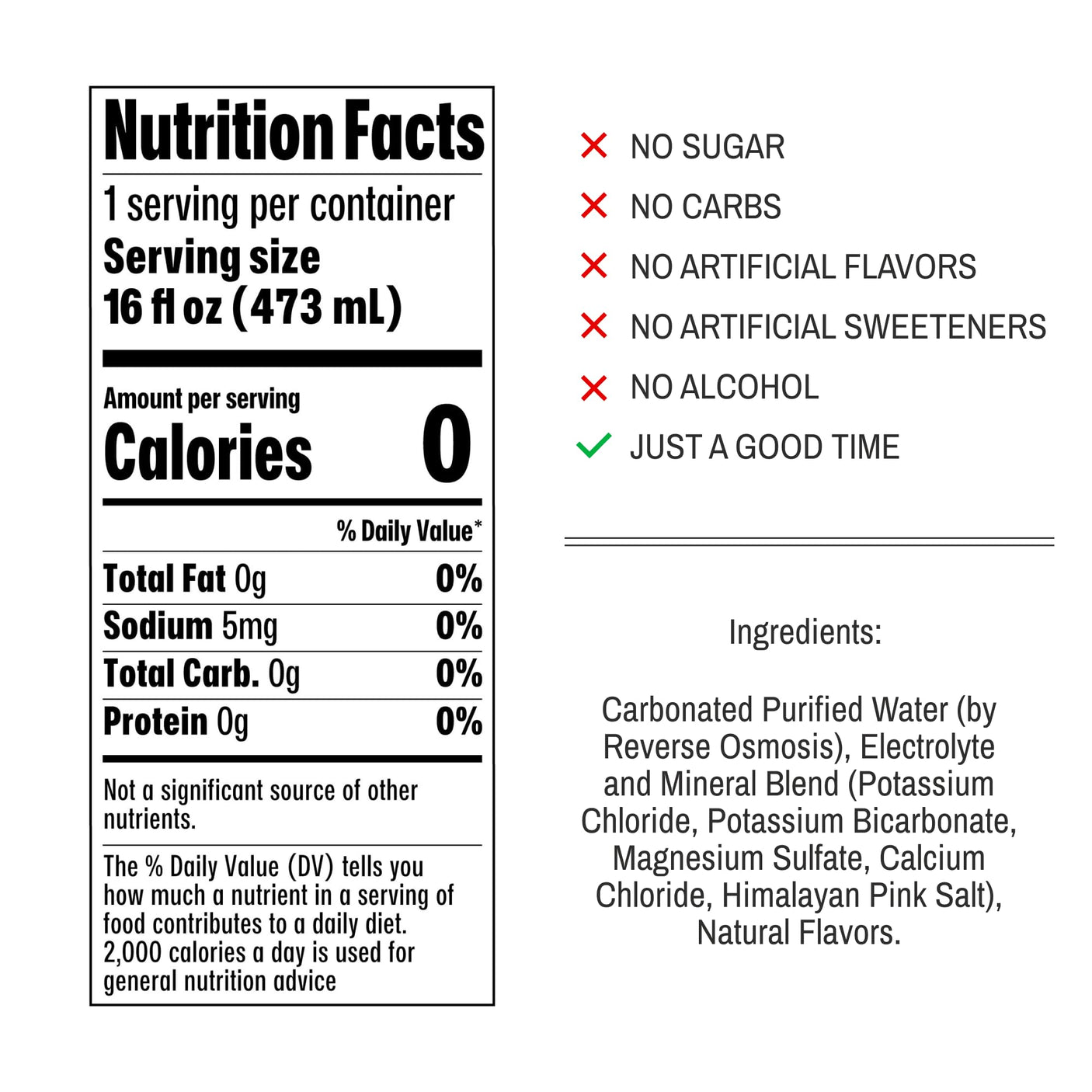 Not Beer American Sparkling Water, Original, 99.9% Pure, Mineral & Electrolyte Blend, Unflavored Carbonated Water, Made in America, Plain Sparkling Water, 16 Oz Tallboy Cans, 8 Pack