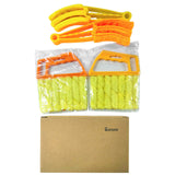 4 Pcs Window Venetian Blind Cleaner Duster Tool 7 Finger Blind Rush and Shutter Cleaner Brush Hand-held Window Shutter Air Conditioner Duster for Dirt(Yellow, Orange)