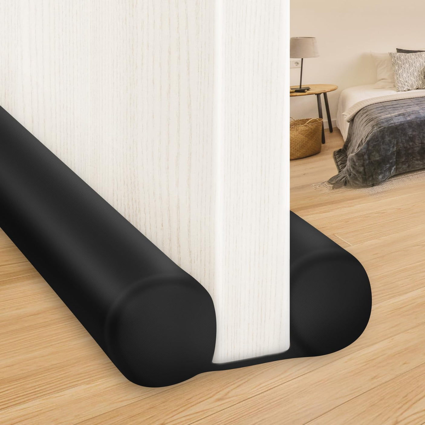 MAXTID Large Door Draft Stopper for Bottom of Doors 36” Under Door Draft Noise Blocker Black Gap Stoppers Door Draft Guard for Bottom of Doors Adjustable Door Seal Sweep Draft Home Essentials Gadgets