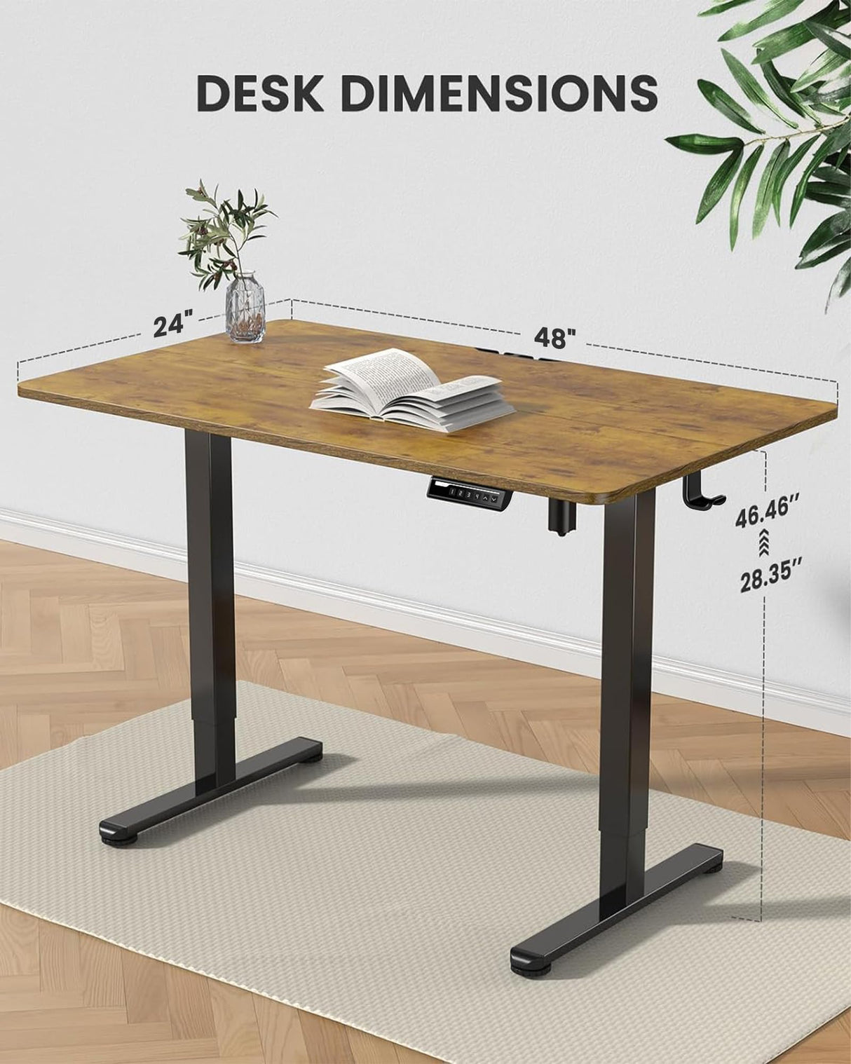 ErGear Height Adjustable Electric Standing Desk, 55 x 28 Inches Sit Stand up Desk, Large Memory Computer Home Office Desk with Two-Piece Desktop (Black)