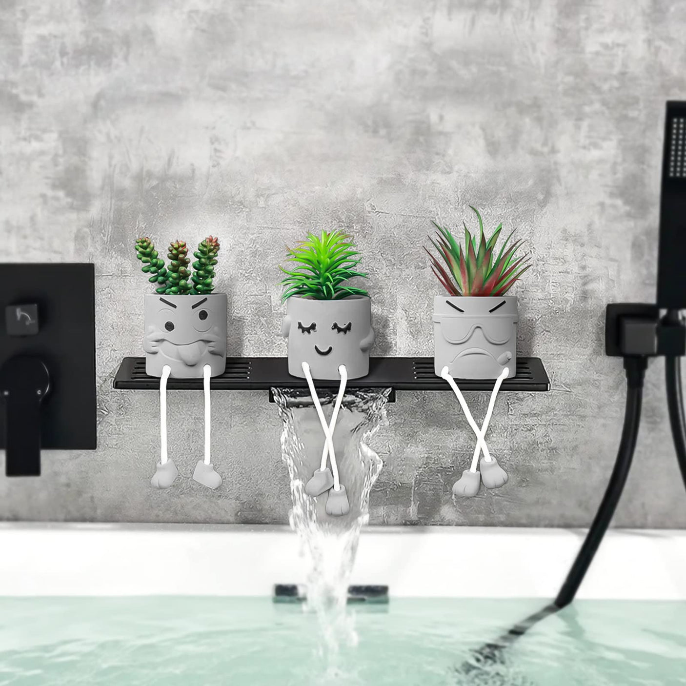 Zerzsy 3pcs Creative Artificial Succulents with Gray Flower Pots, Mini Potted Succulents for Home Office Desk Decor and Gift Choice