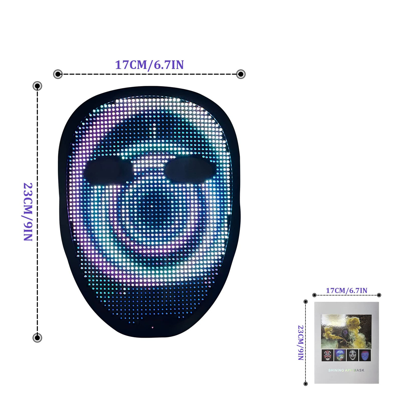 Depointer Life Led Mask with Rechargeable Bluetooth-compatible App Controlled, Customizable led mask, Lighted Face Transforming Mask, unisex-Adult