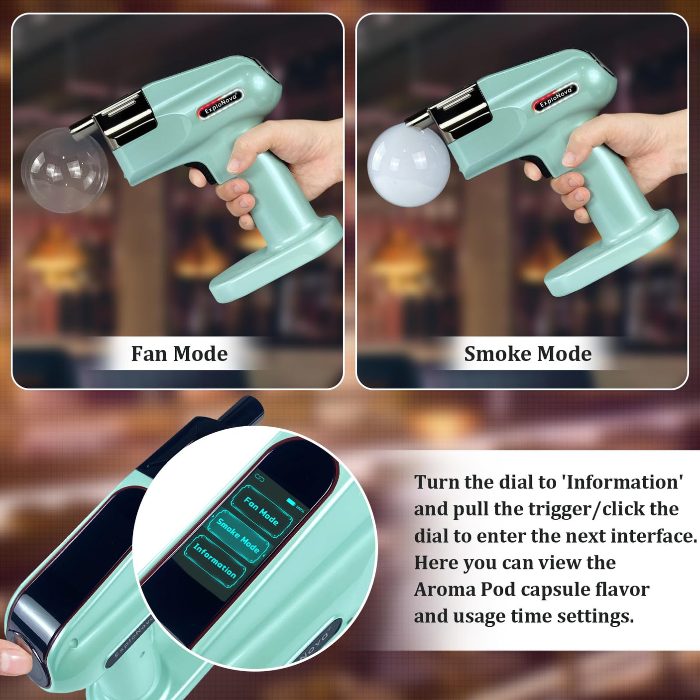 Cocktail Bubble Smoke Gun with 5 Flavour Aroma Pods and Edible Bubbles, Electric Bubble Smoke Machine, Food Drink Decor Perfect for Bar, Party and Home, Gift for Engagement & Birthday