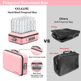 Fireproof Document Box, Hard Case Fireproof File Organizer with Lock Hard-Shell Design Fireproof Water Resistant Safe Box for Important Documents Certificates Laptop Passports Black