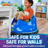 Flybar 6V Blue Glow Bumper Car for Kids – LED Ride-On Toy with 360° Spin, Rechargeable Battery, and Soft Rubber Bumpers – Safe Indoor Fun for Toddlers Ages 1.5+, Up to 66 lbs