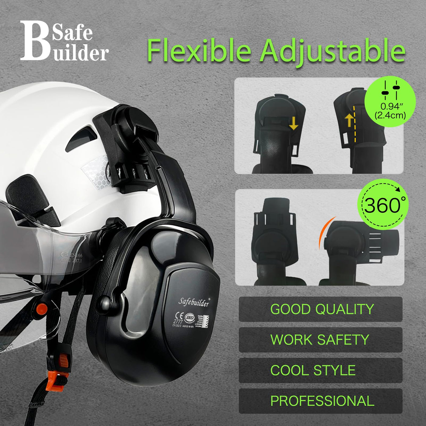 Industrial Safety Helmet with Visor Ear Muffs Hard Hat with Visor Vented Hardhats Construction Work Head Protection ANSI