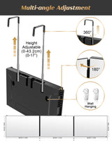 JUSRON 360 Viewing Angle Self Hair Cutting Mirror, Clear Anti-Fog HD Glass (Black Without LED Without Accessories)