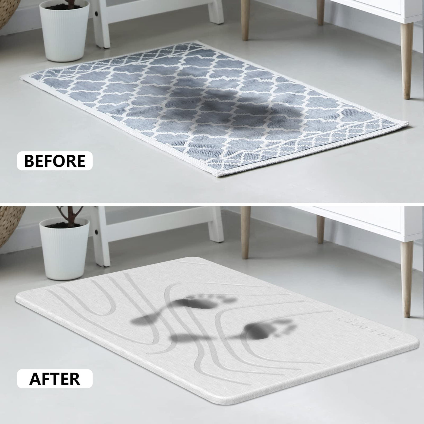 Stone Bath Mat, Diatomaceous Earth Shower Mat, Non-Slip Super Absorbent Quick Drying Bathroom Floor Mat, Natural, Easy to Clean (23.6 x 15.35 Darkgrey)