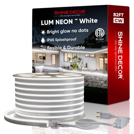 Shine Decor LED RGB Neon Rope Lights AC 120V, Expandable & Cuttable Bright Strip Lighting with Remote, Dimmable Color Changing, ETL Cold-Resistant & IP65 Waterproof for in&Outdoor, 10x20mm, 131.2FT
