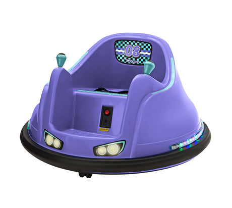 Flybar 6V Blue Glow Bumper Car for Kids – LED Ride-On Toy with 360° Spin, Rechargeable Battery, and Soft Rubber Bumpers – Safe Indoor Fun for Toddlers Ages 1.5+, Up to 66 lbs