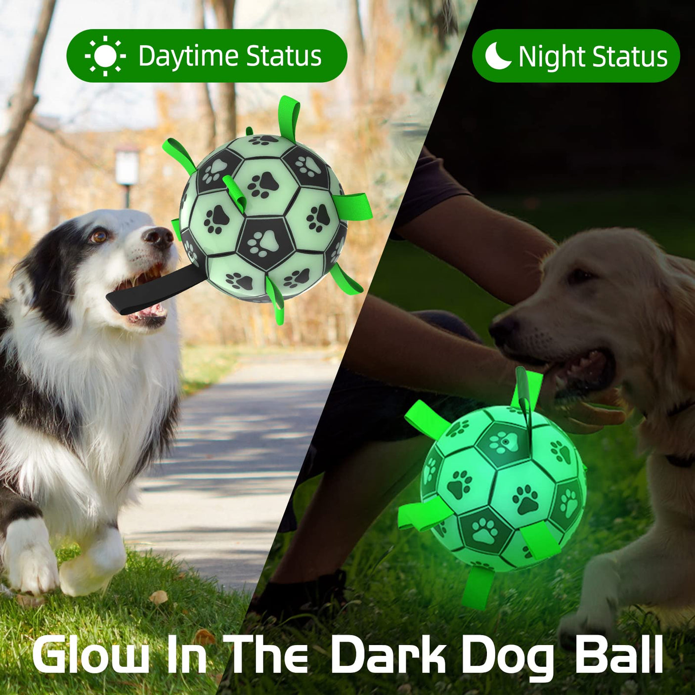 QDAN Premium Dog Toys Balls, Dog Soccer Ball with Straps, Dog Birthday Gifts, Herding Ball, Durable Balls for Small Medium Pet, Puppy Outdoor Toy, Pet Training Soccer Ball, World Cup Soccer (6 Inch)