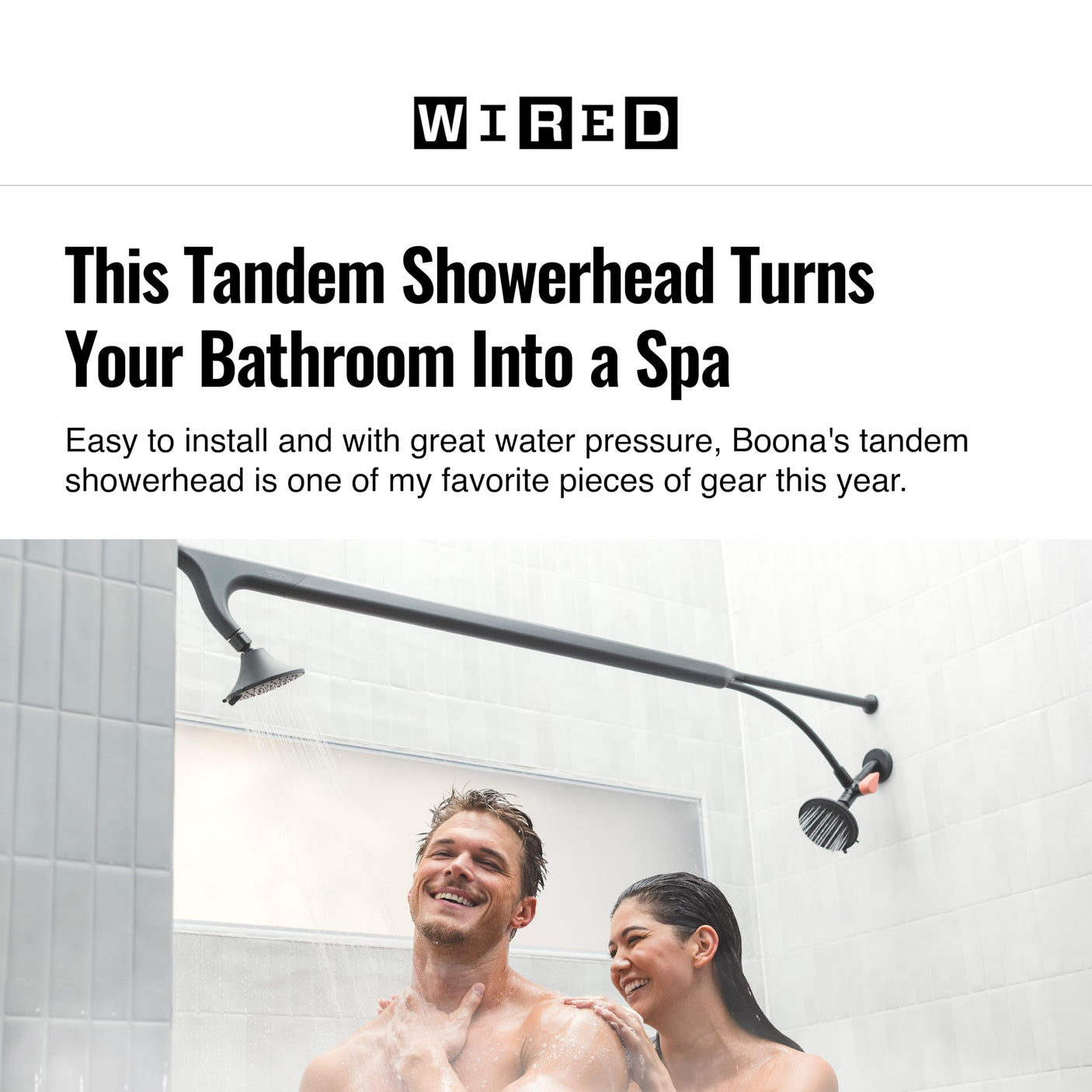 BOONA - The Original Tandem Shower | As Seen On Shark Tank | Double Shower Head for Couples, High Pressure Dual Shower Heads (One Showerhead, Midnight Black)