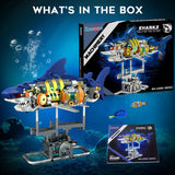 Mechanical Shark Building Set with LED Light, 687 PCS Movable Ocean Animal with Display Stand, Sea Fish Building Block Toy, Home Decor Gift for Adults Teens Kids Boys Ages 12+