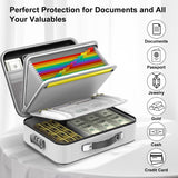 Fireproof Document Box, Hard Case Fireproof File Organizer with Lock Hard-Shell Design Fireproof Water Resistant Safe Box for Important Documents Certificates Laptop Passports Black