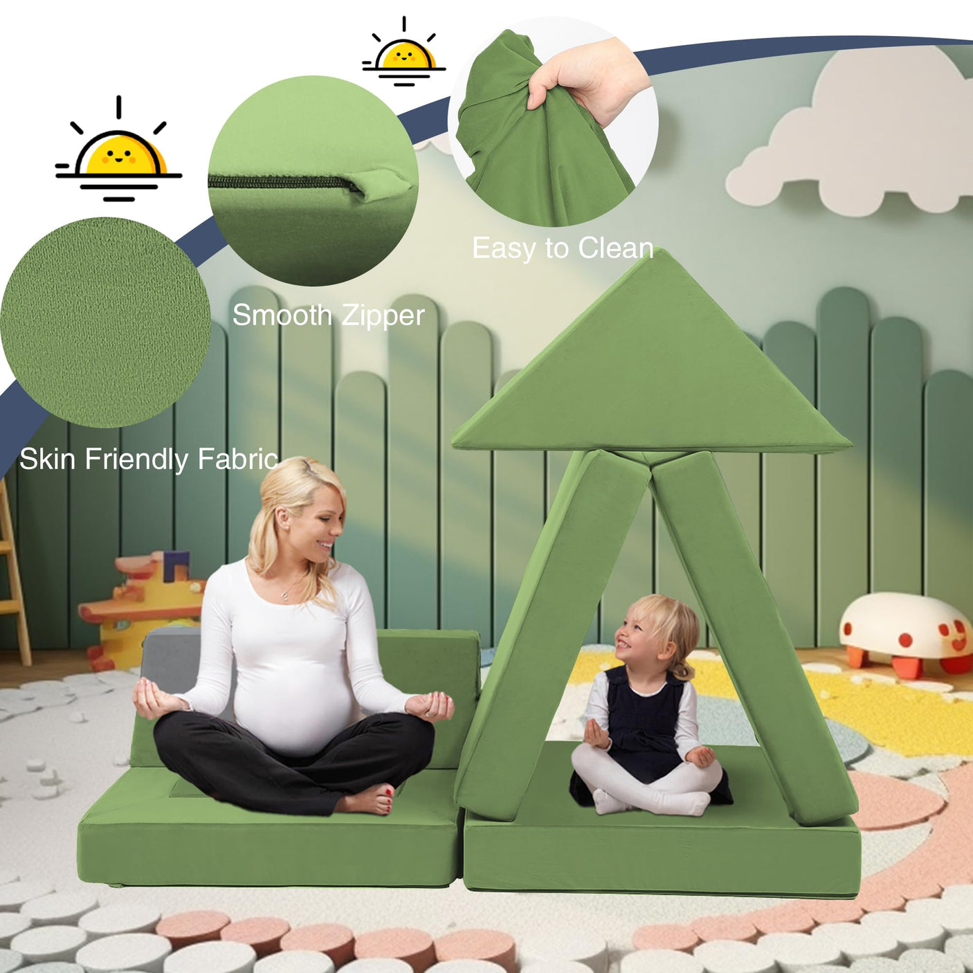 22Pcs Modular Kids Play Couch - Kids Couch for Playroom Bedroom Living Rooms Toddler Sofa for Inspiring Child Creativity，Children Convertible Foam Sofa