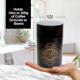 1LB Patented Airtight Multi-use Vacuum Works as Smell Proof Ground Coffee Bean Containers. Black Cap and Body, 1.85-Liter/1.6-Quart