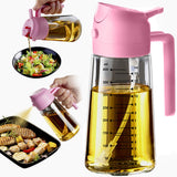TrendPlain 16oz/470ml Glass Olive Oil Sprayer for Cooking - 2 in 1 Olive Oil Dispenser for Kitchen Gadgets, Air Fryer, Salad, and BBQ - Navy