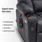 MCombo Power Lift Recliner Chair for Elderly, Lift Chair with Heat and Massage, USB Ports, Cup Holders, Faux Leather 7519 (Medium, Dark Brown)