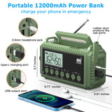 NOAA Weather Radio, Emergency Hand Crank Radio with Solar Charger, Portable Battery Operated AM FM Shortwave Radio with LED Flashlight, USB Charger, Earbud Jack, SOS Alert for Home Survival Hurricane
