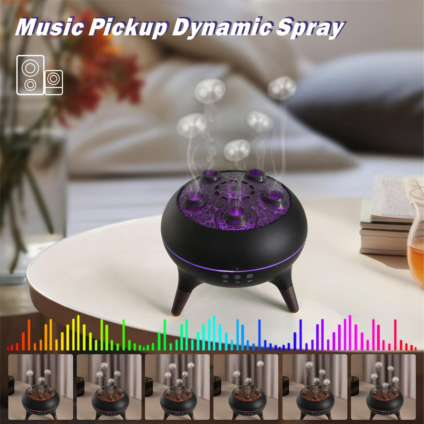 Essential Oil Diffuser 250ML Dancing Jellyfish Aromatherapy Diffuser Humidifier with 7 Colors LED Lights,Remote Control,Plug in for Bedroom,Office (White)