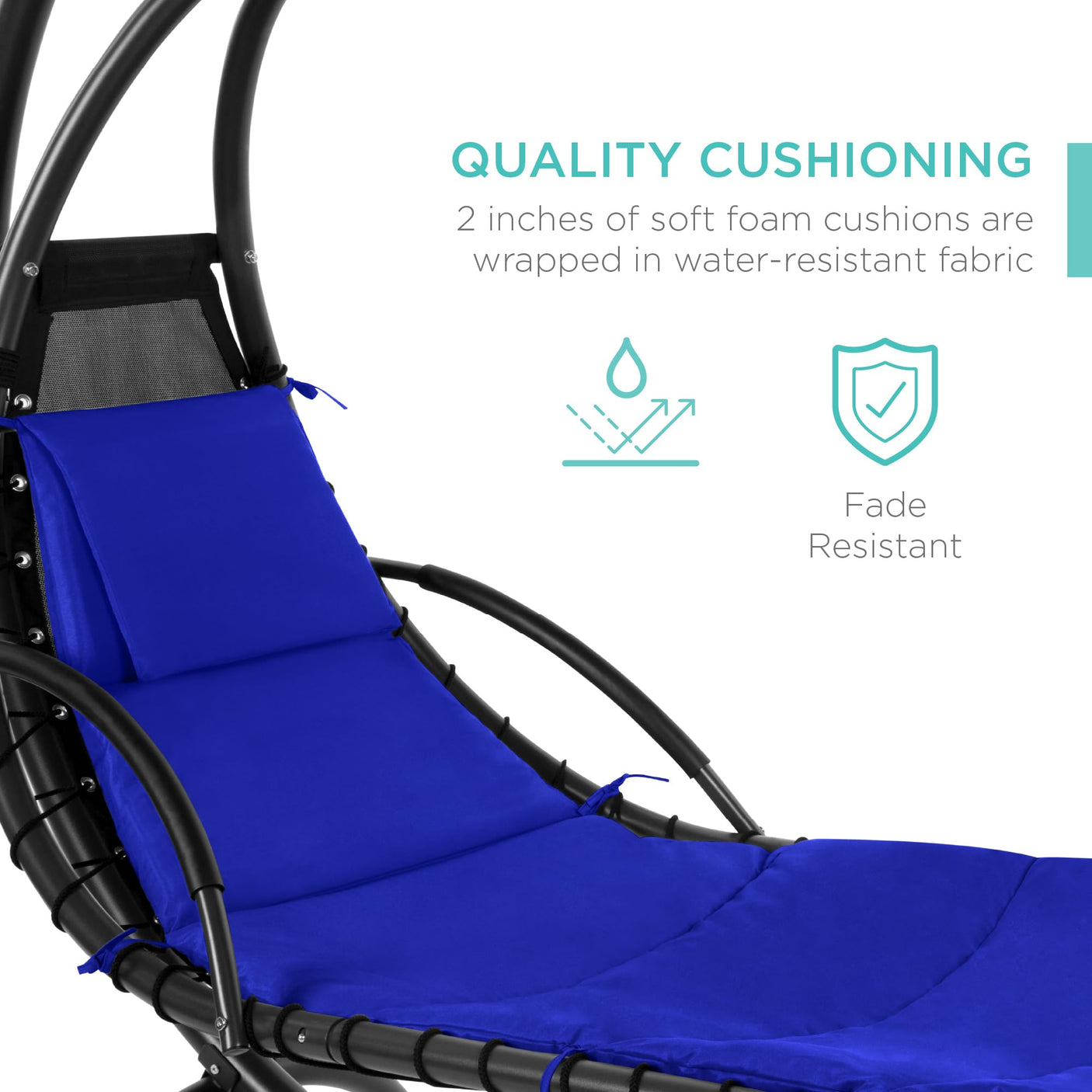 Best Choice Products Outdoor Hanging Curved Steel Chaise Lounge Chair Swing w/Built-in Pillow and Removable Canopy -Red