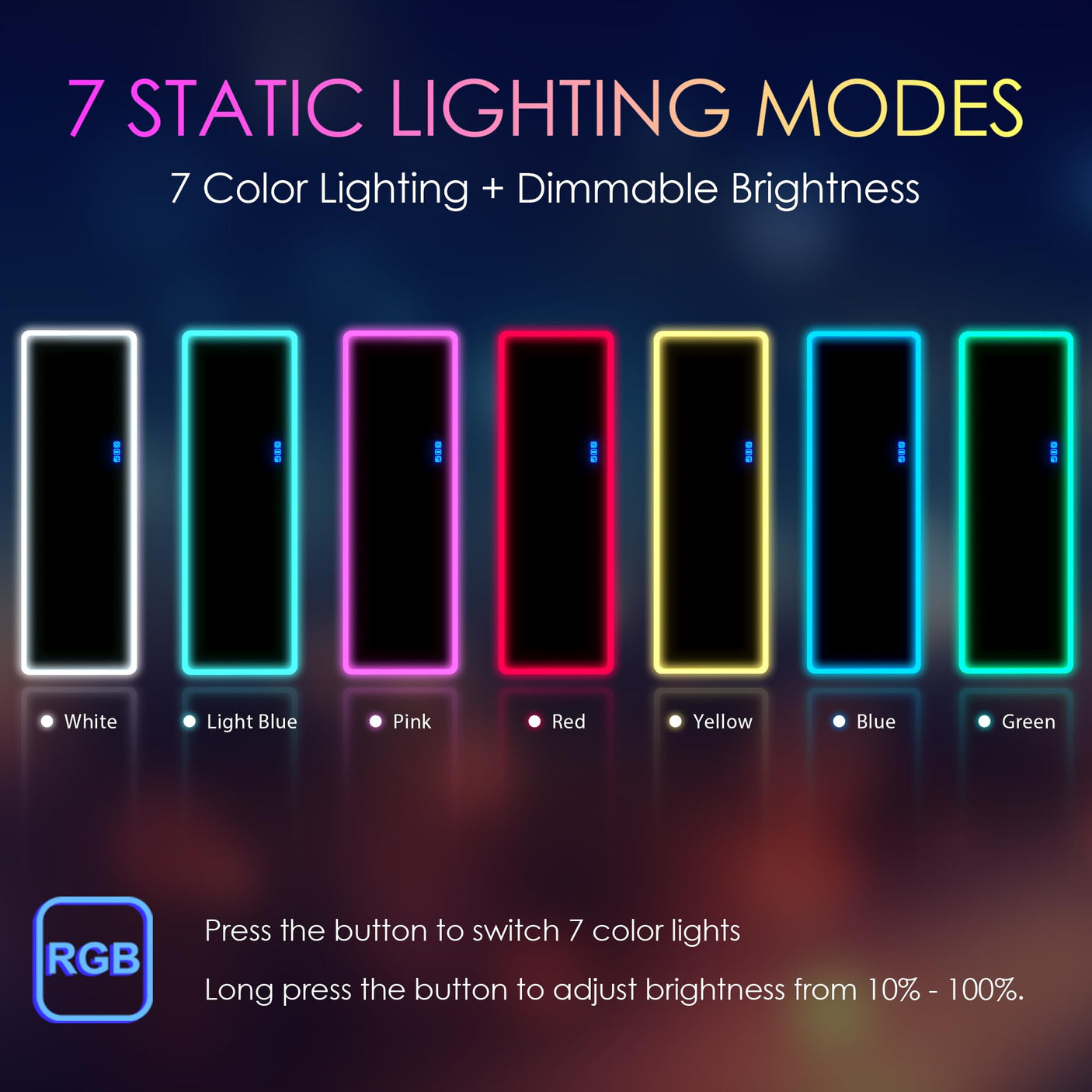 LVSOMT LED RGB Full Length Mirror, Full Body Mirror with Lights, Wall Mounted Lighted Mirror, Over The Door Hanging Mirror, 14 LED Light + Dimmable Brightness + Adjustable Speed, 47" x 16"
