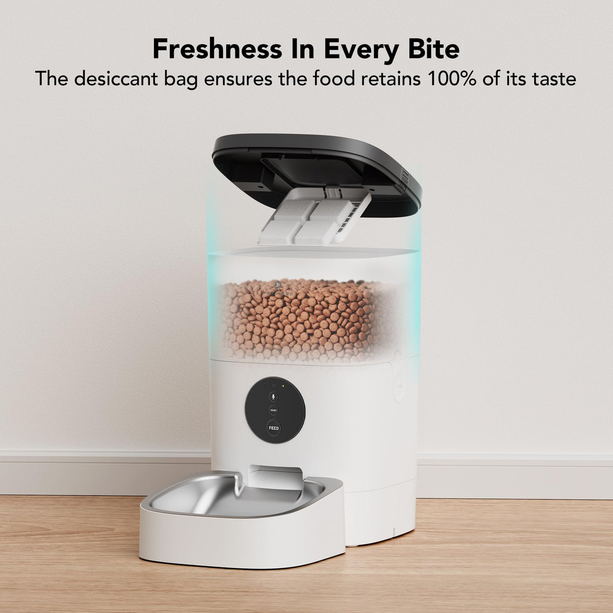 PETLIBRO Automatic Dog Feeder, 6L Dog Food Dispenser with Timer Interactive Voice Recorder, Auto Dog Feeder with Desiccant Bag 1-4 Meals Dry Food, Black Transparent